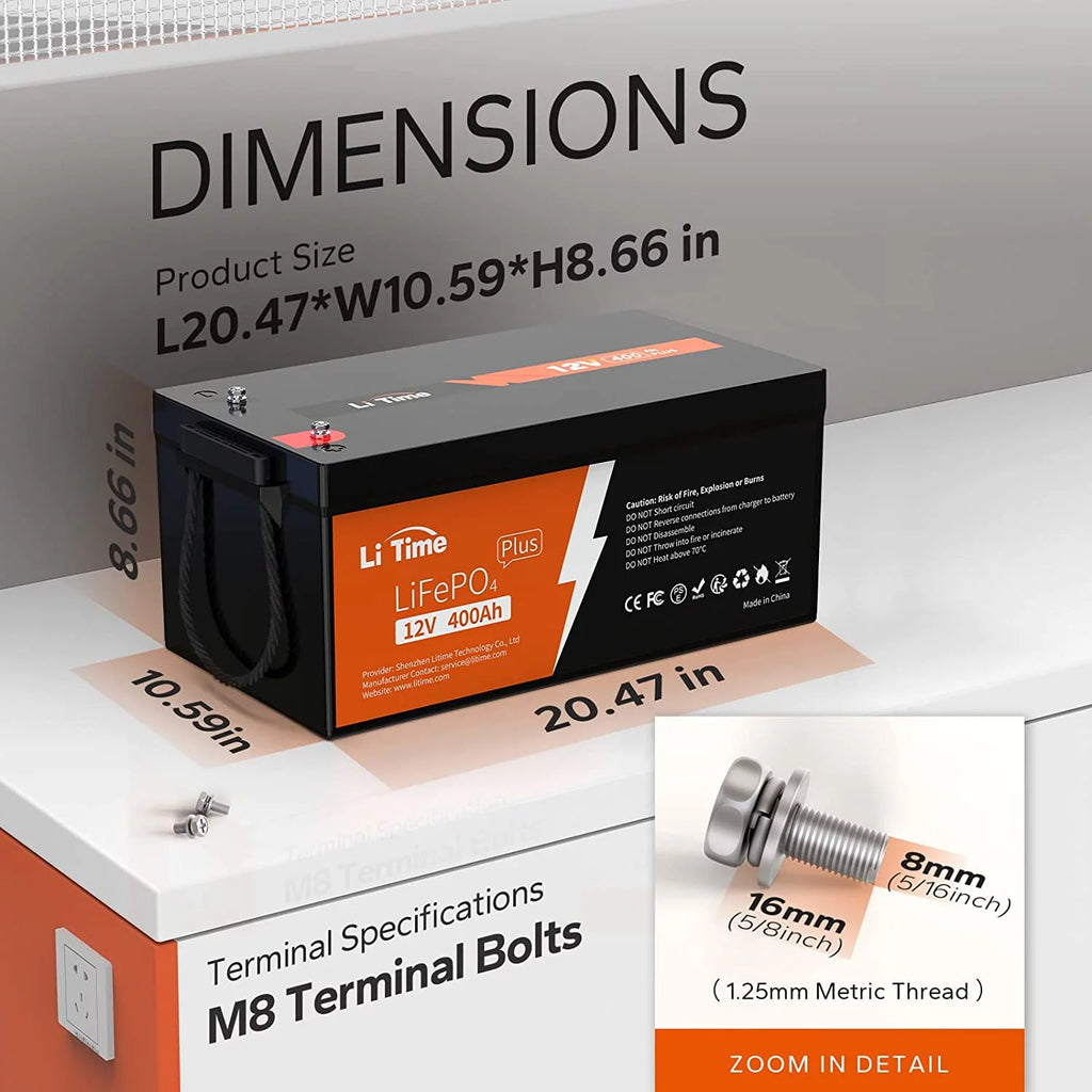12V 400Ah Lithium Battery with 250A BMS V267