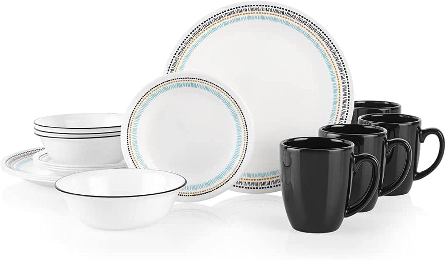 16 Piece Dinnerware Set Service for 4 Multicolour I9525