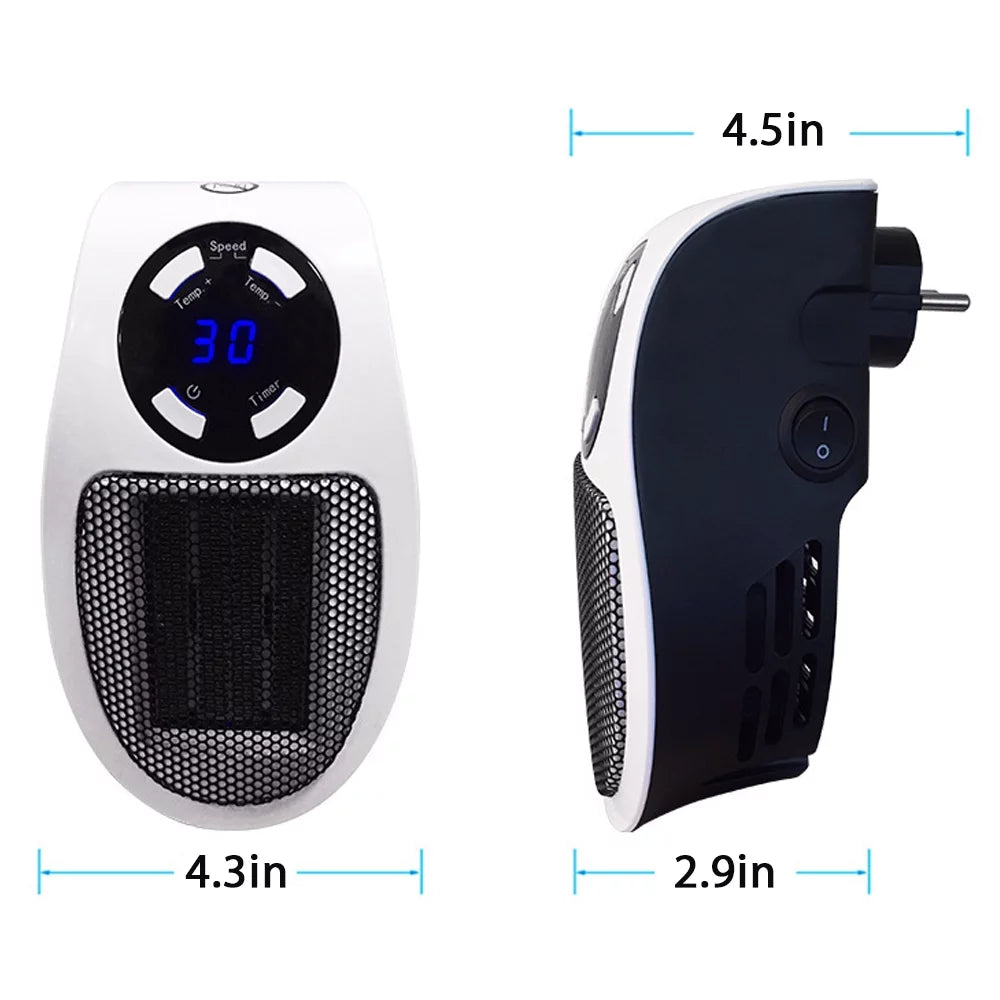 500W Plug-in Space Heater with Adjustable Thermostat and Timer A944903