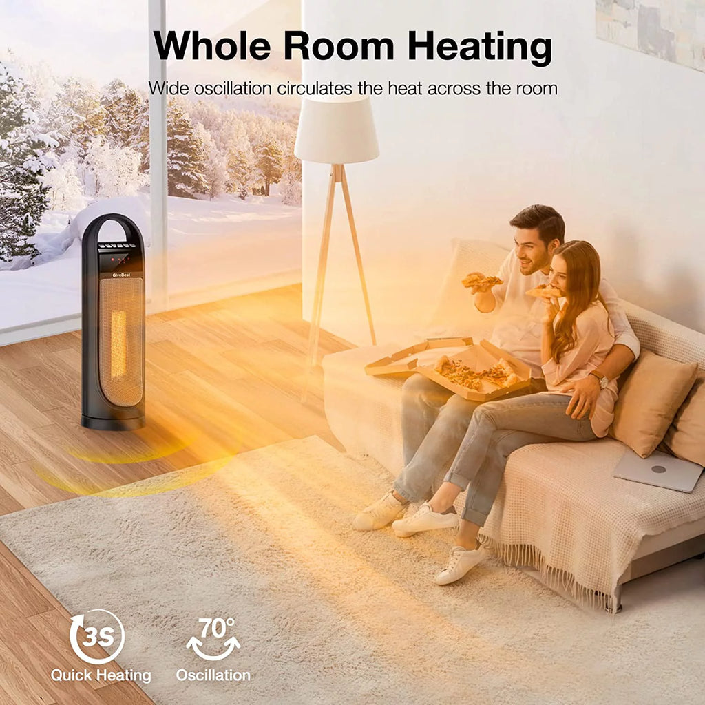 Tower Space Heater, 22" Electric Oscillating Floor Heater with Thermostat, Remote, Timer, 1500W U814804