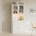 75.2" Wood Pantry Cabinet with LED Lights D944
