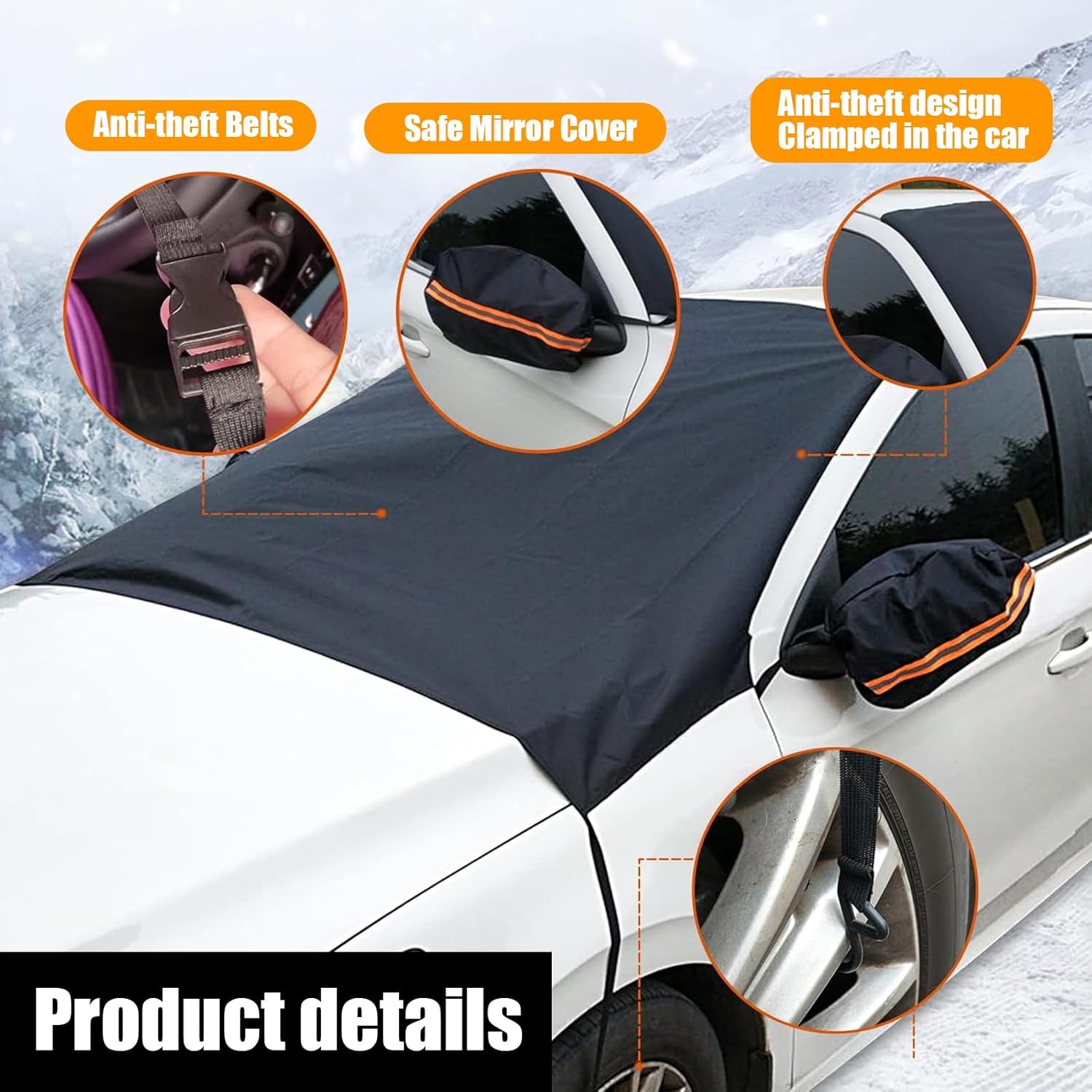 Black Windshield Cover 84.64" x 49.21" D7135