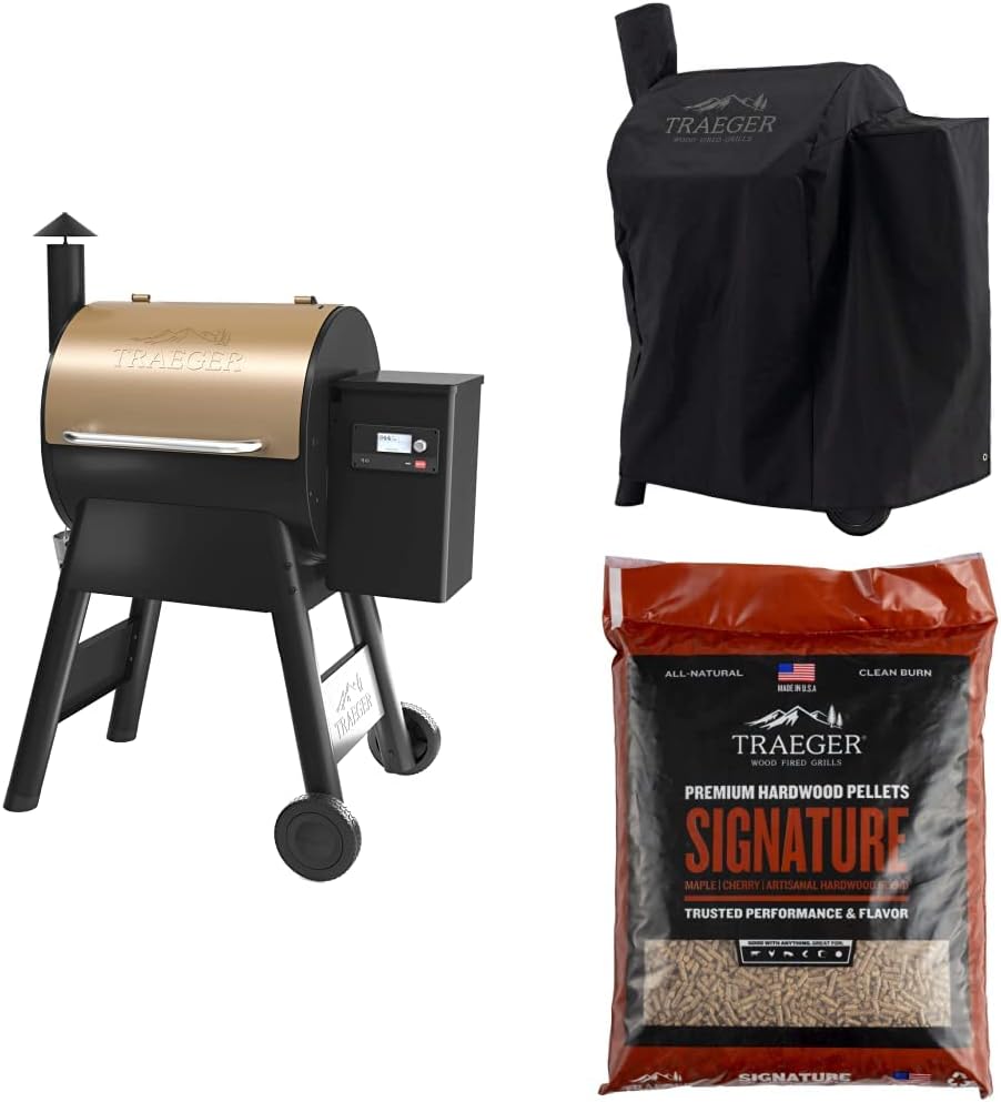 Bronze Wood Pellet Grill and Smoker with Wifi W83635