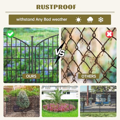 16 Panels 32in x 38.6ft Rustproof Metal Garden Fence with Gate T4746