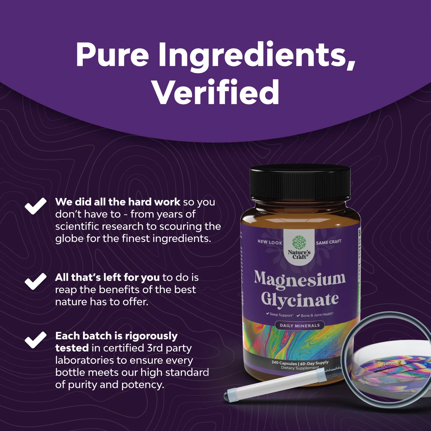 Chelated Pure Magnesium Glycinate 400mg per serving Vegan 400mg Elemental Magnesium Buffered Chelate V926