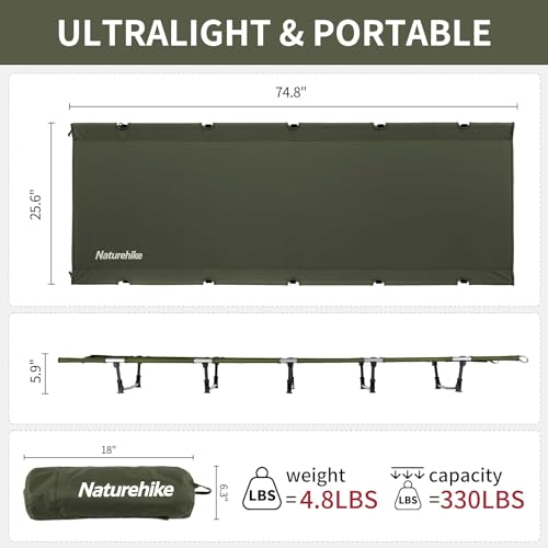 Black Ultralight Folding Camping Cot D777