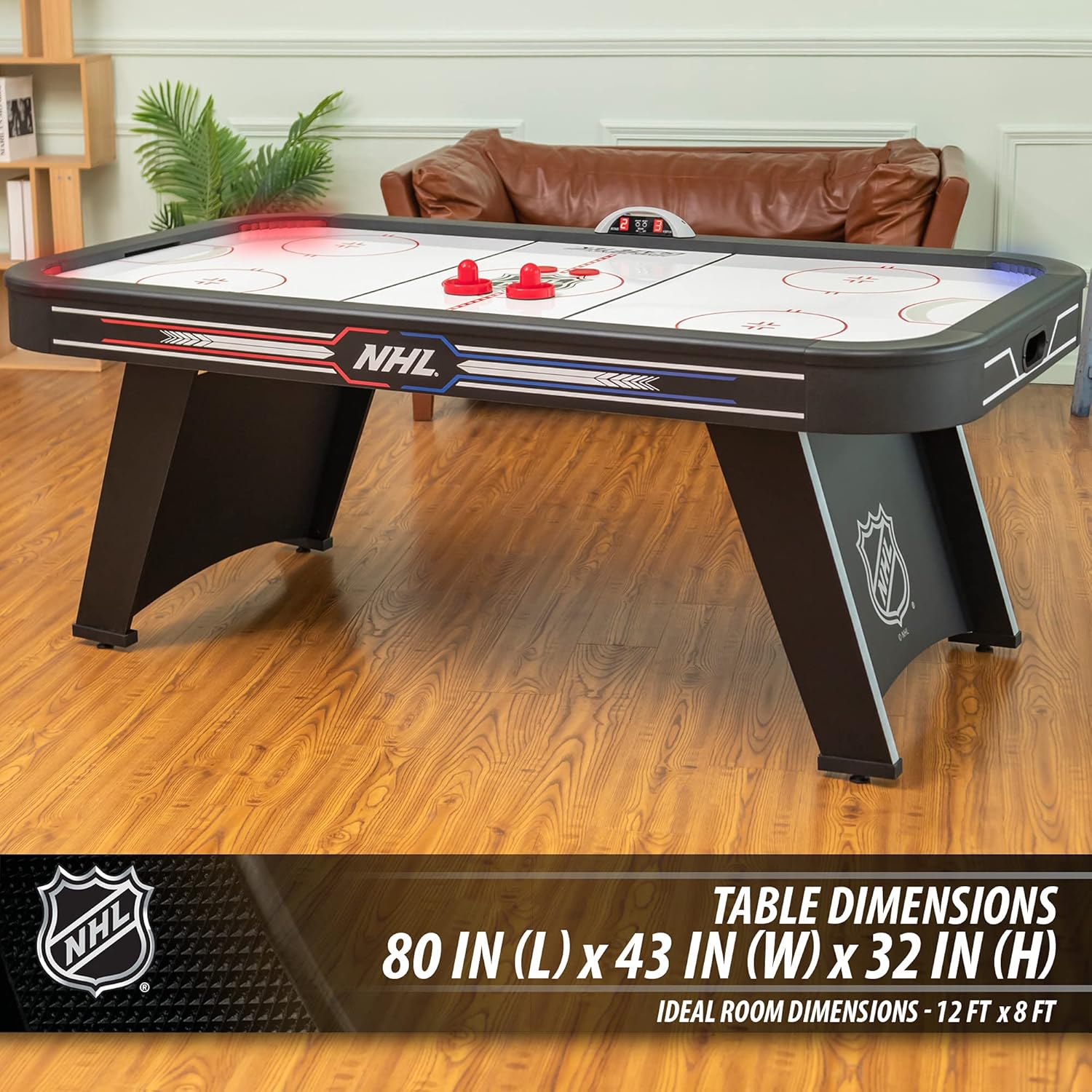 NHL Air Hockey Table with Automatic LED Electronic Scoring T7849