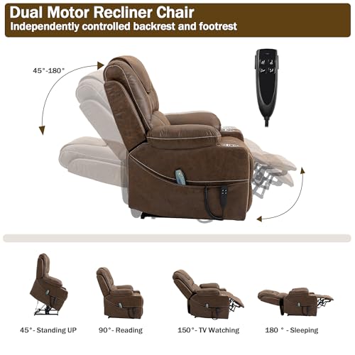 Large Dual Motor Power Lift Recliner Chair with Massage Heat J4028