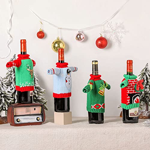 4 Pack Knitted Christmas Wine Bottle Covers S1965
