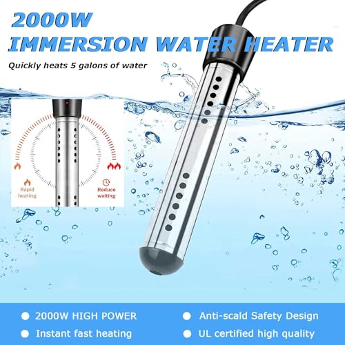2000W Portable Electric Water Heater with Digital Thermometer Q5341