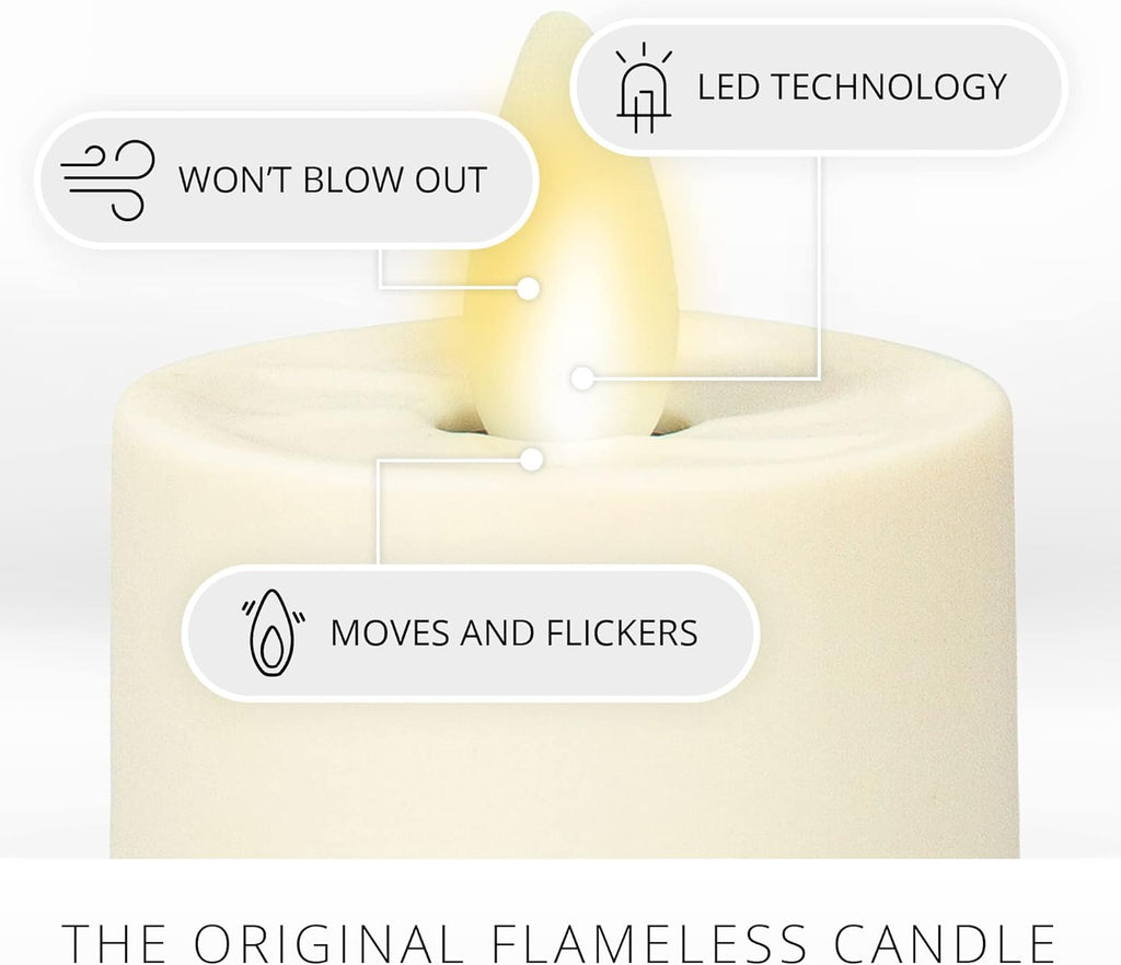 Set of 3 White Moving Flame Pillar Candle with Remote J29249