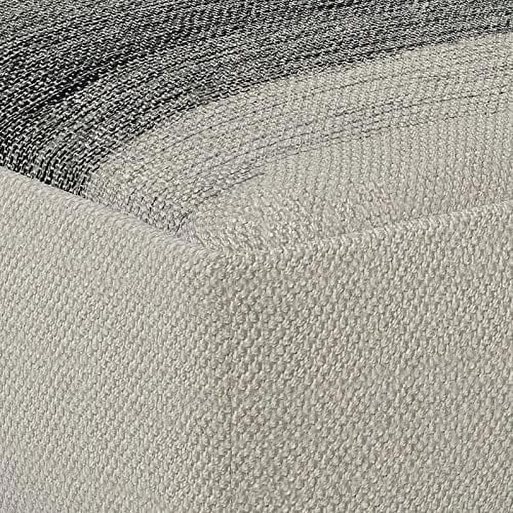 White And Gray Cotton Hand Knitted Square Pouf Ottoman, 20"X20"X10" R565