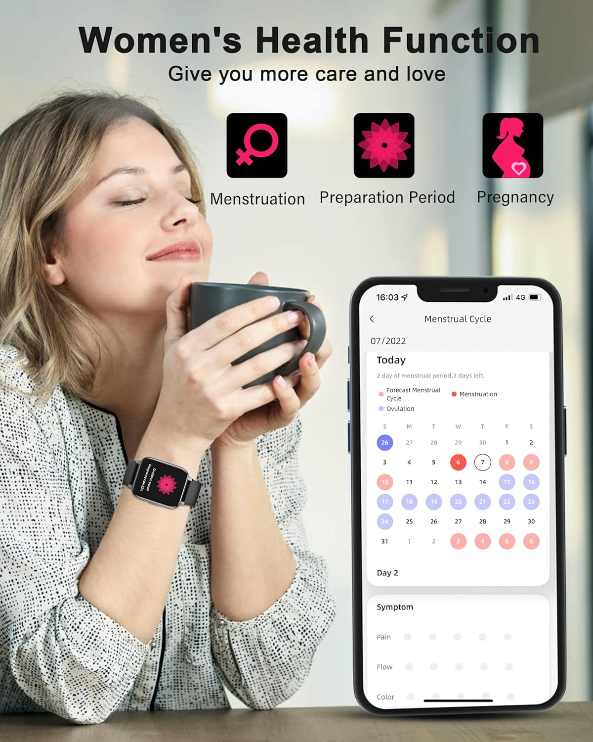 1.7" Smartwatch with Heart Rate SpO2 Sleep Monitor, 5ATM Waterproof Fitness Watch A5820