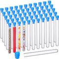 100 Pcs Clear Plastic Test Tubes with White Lids 16 x 150 mm U442