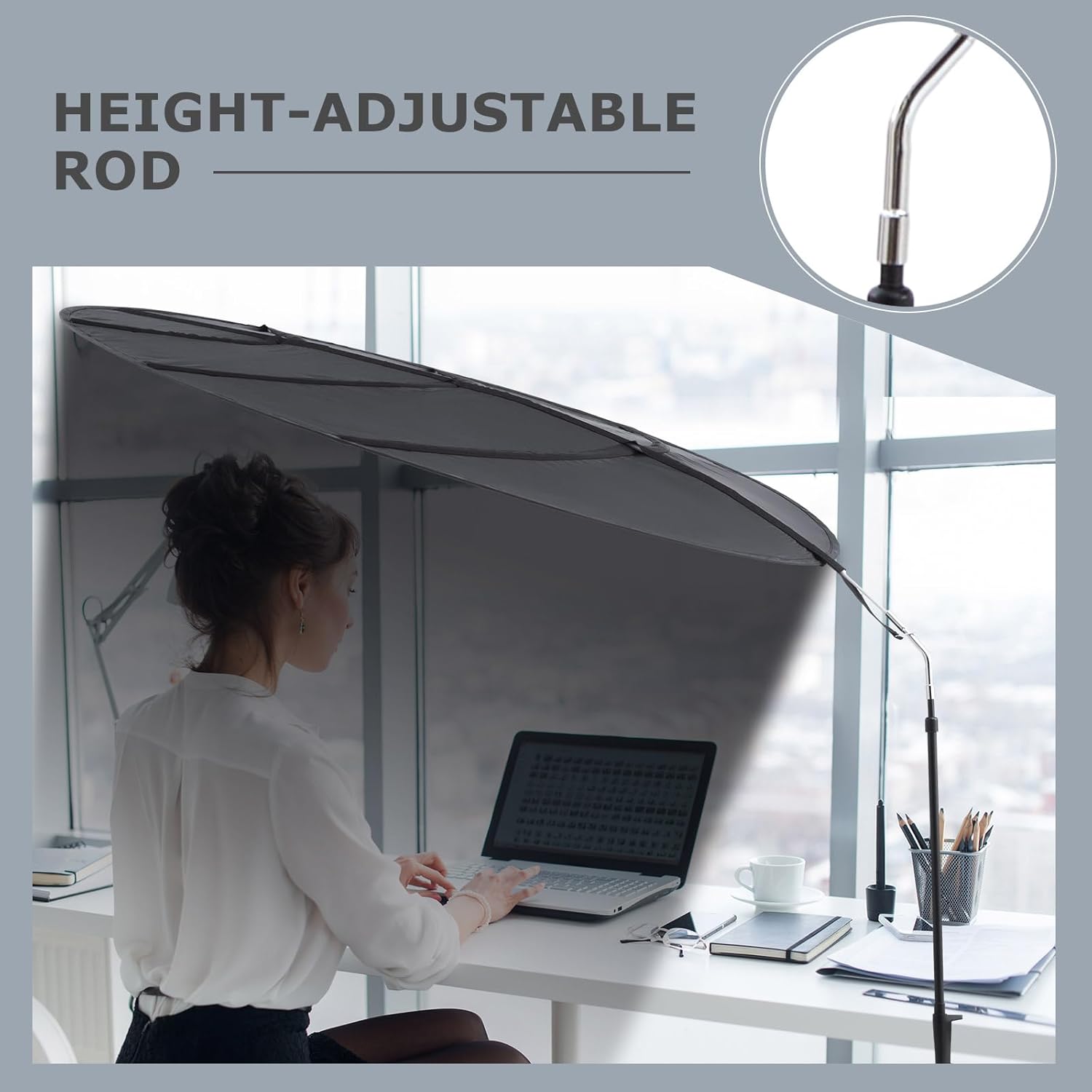 Black Adjustable Portable Cubicle Light Shade with Clamp Y4729