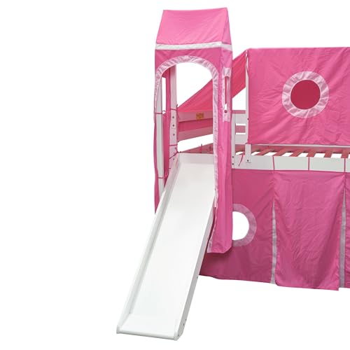 Full Loft Bed with Slide, Storage Stairs, and Tent, Dark Blue T6822
