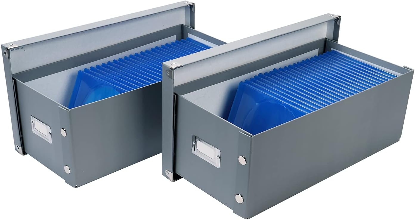 2 Pack Durable DVD Storage Box with Lids S910849