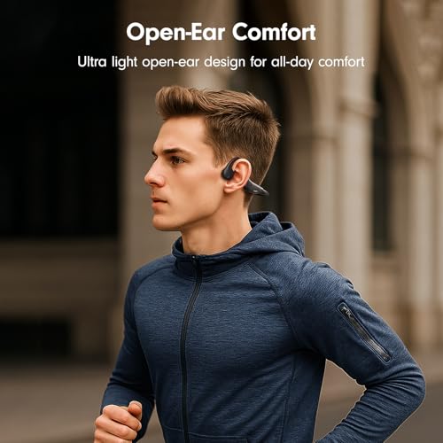 Bone Conduction Open Ear Headphones Bluetooth 5.4 with Mic 10H Playtime IPX5 Waterproof A919